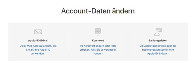 Apple ID Account Daten ändern