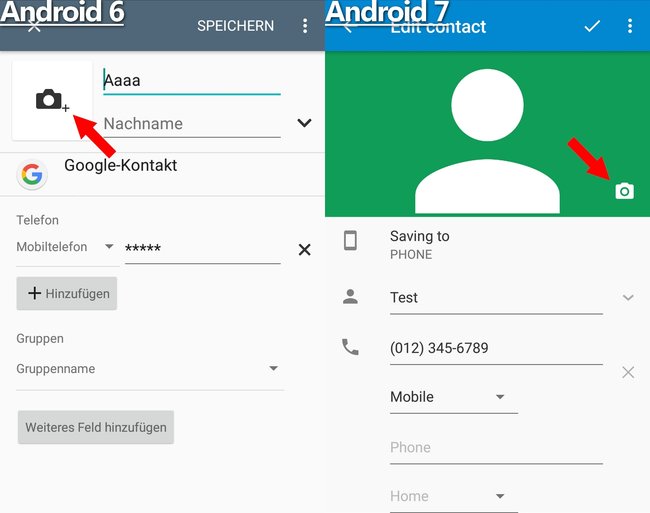 Kontaktbilder Kamera Plus Symbol Android 6 7