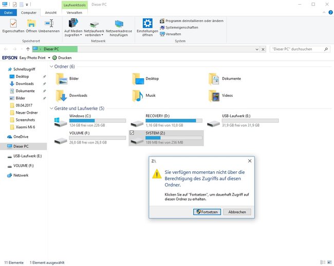 Windows-10-Creators-Update-USB-Stick-unbekannte-Partition
