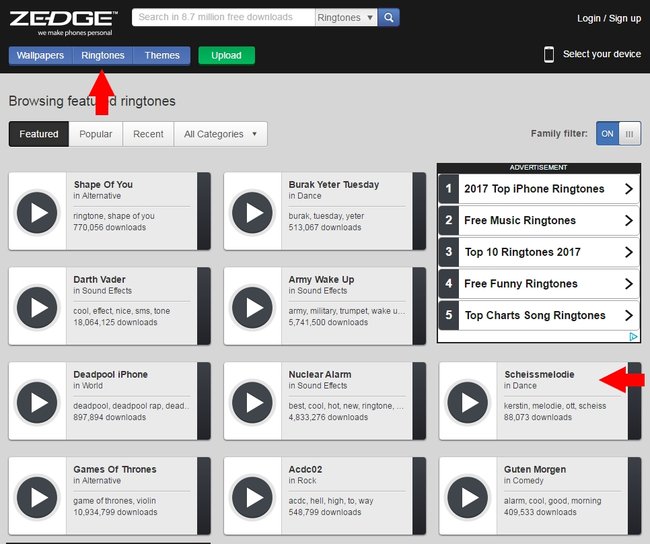 Zedge Kostenlose Klingeltoene Webseite Anleitung 01