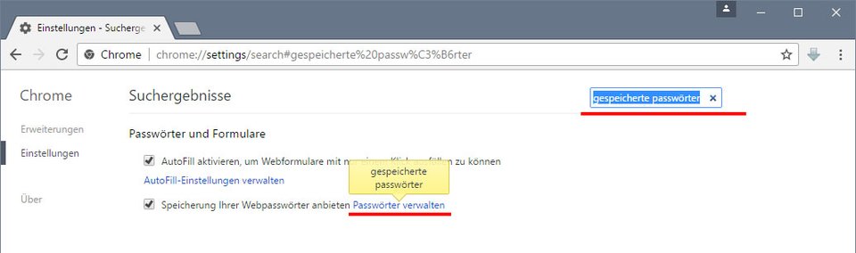 Chrome: Hier könnt ihr alle Passwörter entfernen.