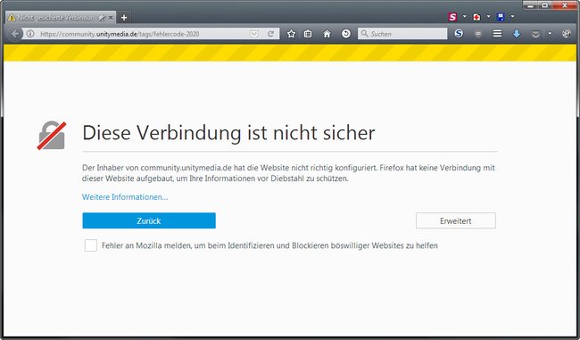 Diese Verbindung ist laut Firefox nicht sicher.