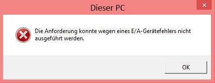 Ein E/A-Gerätefehler in Windows.