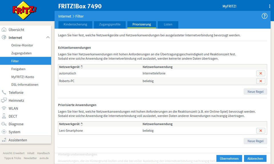 Fritzbox zwischen Geräten priorisieren so geht