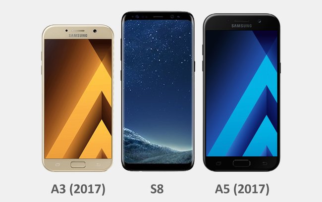 Das Galaxy A3 ist von den Außenmaßen ein Mini-Smartphone des S8.