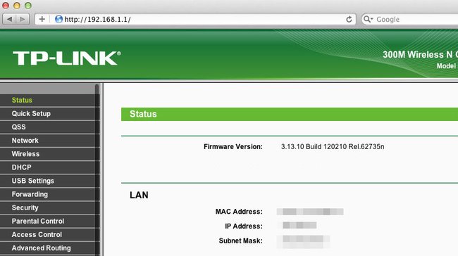 Die Benutzeroberfläche eines TP-Link-Routers. Bildquelle: TP-Link