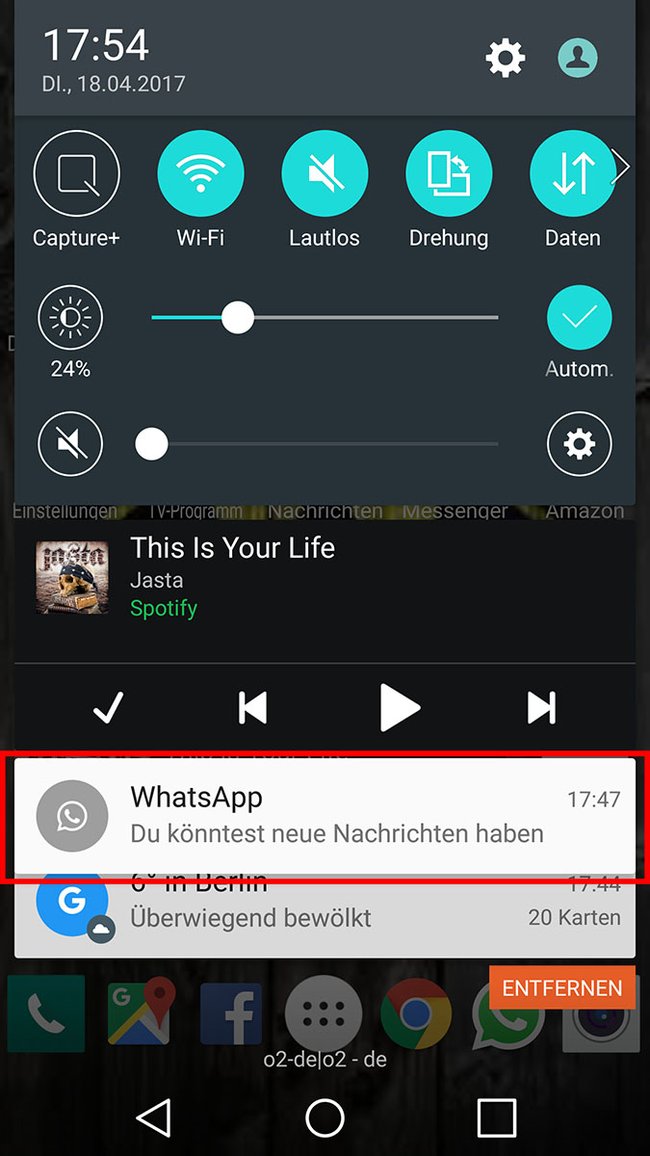 WhatsApp zeigt an, dass man neue Nachrichten haben könnte.