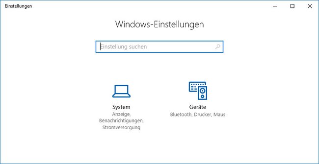 Windows 10 zeigt hier nur zwei Schaltflächen in den Einstellungen an. Der Rest wurde ausgeblendet.