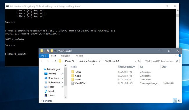 Die ISO-Datei von Windows PE wurde erstellt.
