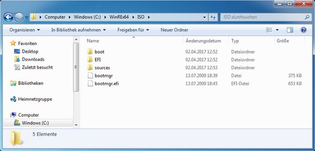 Der Ordner stellt nun die Wiederherstellungsumgebung WIndows RE dar.