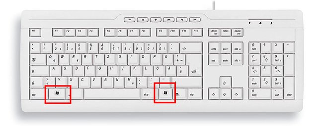 Die Windows-Taste unten links gibt es auf fast allen PC-Tastaturen.