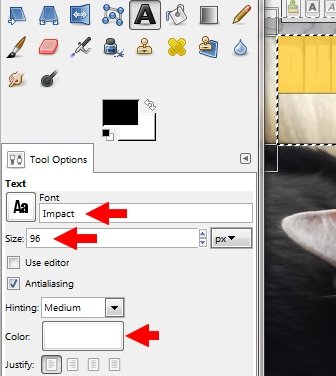 Gimp Meme Font einstellen