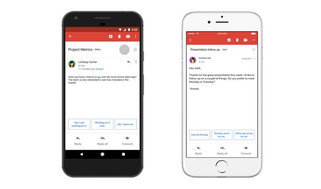 Gmail für Android und iOS bekommt Smart Reply, angetrieben durch Machine Learning