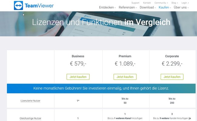 TeamViewer-Lizenzen-Vergleich