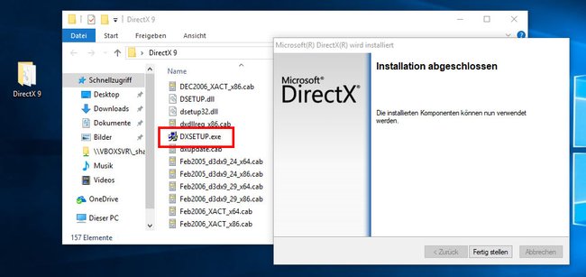 Klickt auf die EXE-Datei, um DirectX 9 zu installieren.