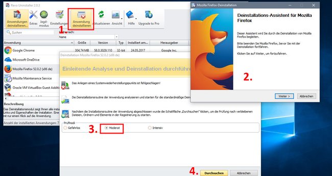 So deinstalliert ihr Firefox vollständig mit dem Revo Uninstaller.