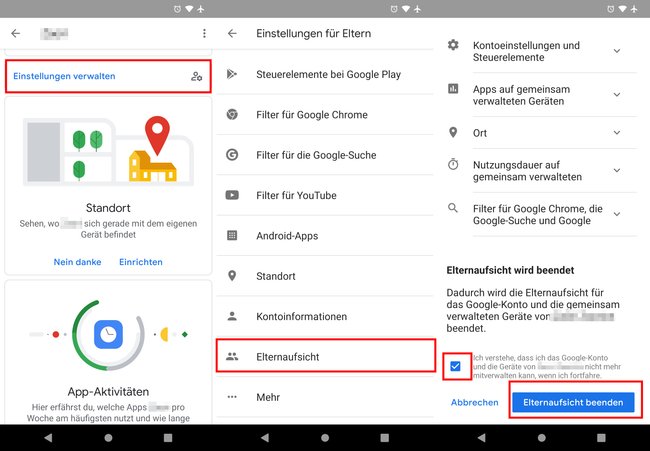 So deaktiviert ihr „Google Family Link“ wieder. (Bildquelle: GIGA)