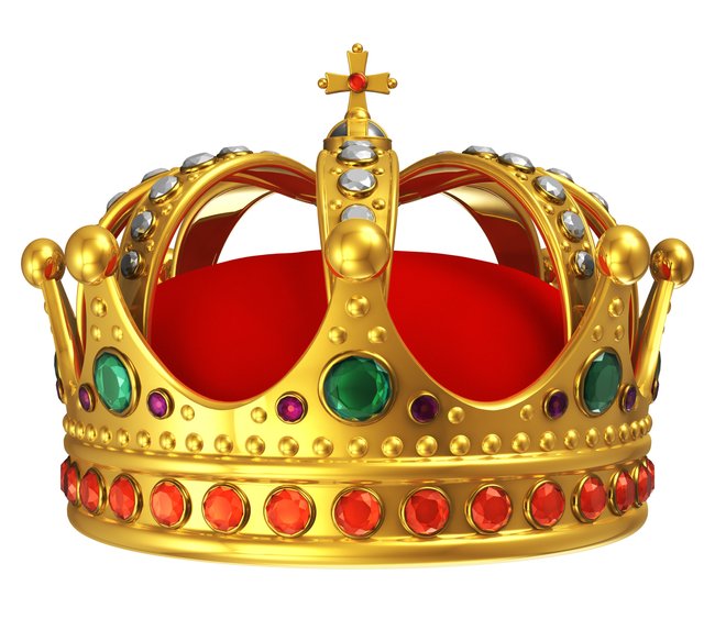 Golden royal crown isolated on white background