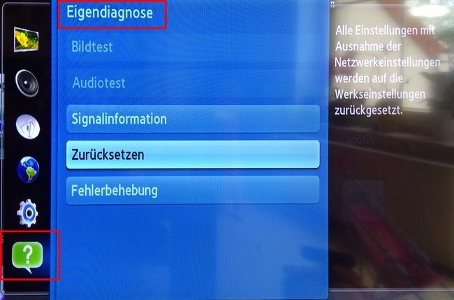 Im Menü könnt ihr den TV zurücksetzen.