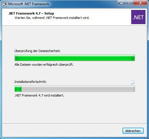NET Framework 4.7 wird installiert.