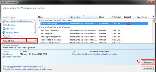 Internet Explorer: So aktiviert ihr Silverlight.