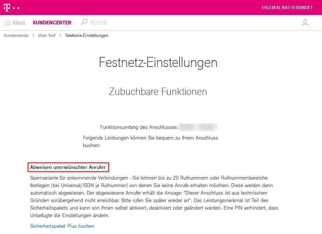 Telekom Anrufer Sperren Lassen