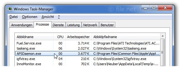 APSDaemon.exe im Taskmanager. Bildquelle: file.net