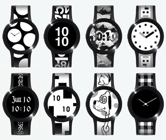 Zahlreiche Designs, aber nur eine Uhr. Der Akku fürs E-Paper hält rund zwei Wochen, bevor er neue Power braucht (Quelle: FES / Sony)