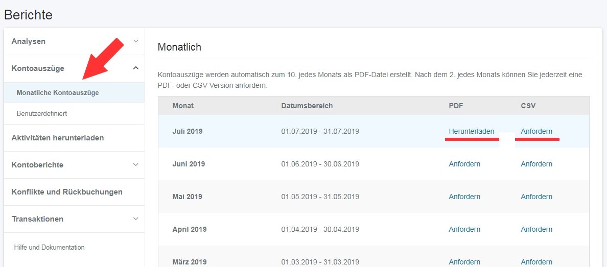 Der Kontoauszug wird erstellt und kann daraufhin nach wenigen Minuten im ge...