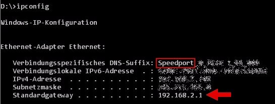 Speedport IP-Adresse CMD