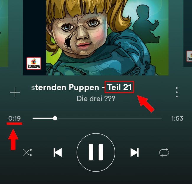 Spotify Hörbuch Lesezeichen