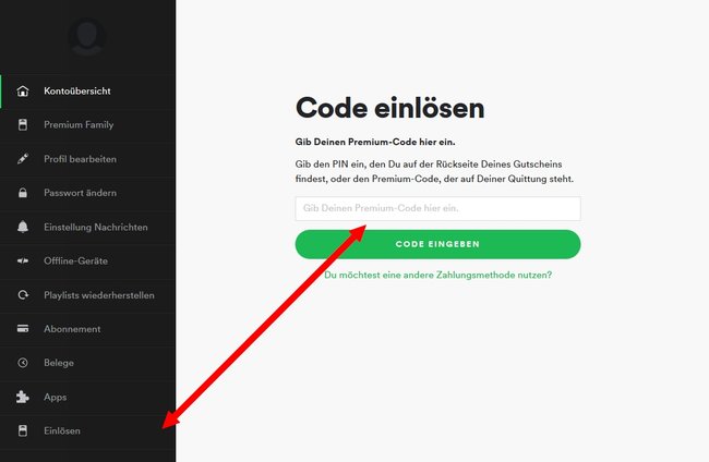 Spotify Zahlungsarten Gutscheinkarten