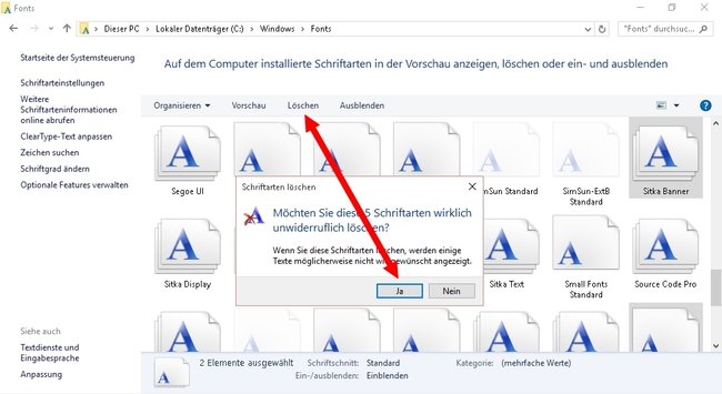 Windows Schriftarten installieren deinstallieren 05