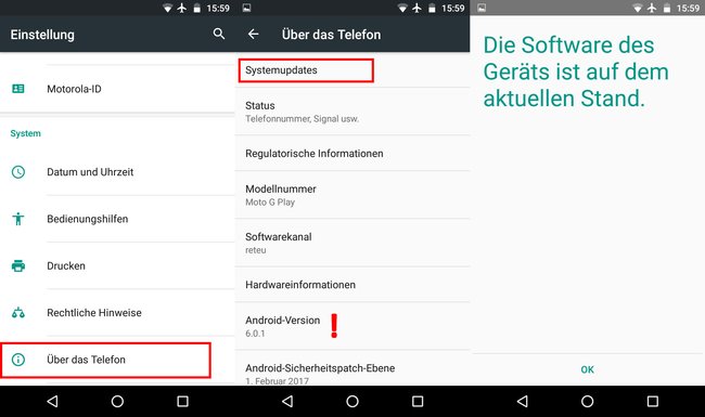 So findet ihr die aktuell installierte Android-Version.