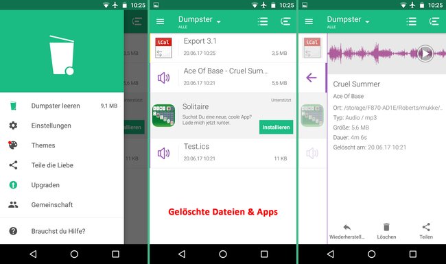 Dumpster ist ein Papierkorb für Android. Bild: GIGA