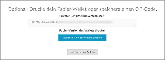 Den privaten Schlüssel dürft ihr nicht verlieren, ihr könnt ihr hier nochmal optional unverschlüsselt speichern.