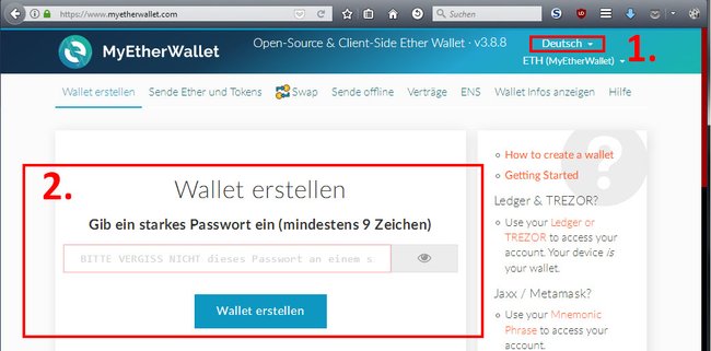 Hier erstellt ihr euer Ethereum-Wallet.