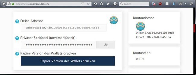 Unser Wallet hat am Anfang o ETH.