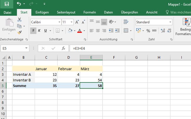 Excel kann mathematische Berechnungen mit Zellen durchführen und in anderen Zellen speichern.