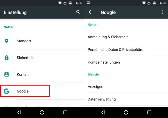 Hier findet ihr die Google-Einstellungen auf neueren Smartphones und Tablets. (Bildquelle: GIGA)