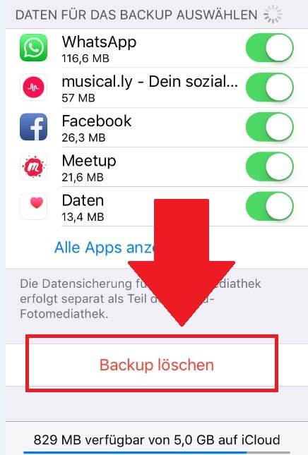 iCloud Backup löschen