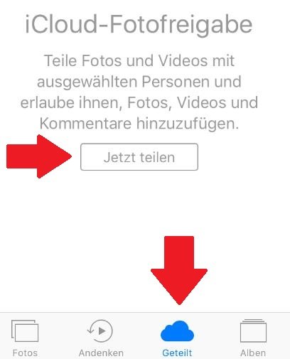 iCloud Fotofreigabe Album