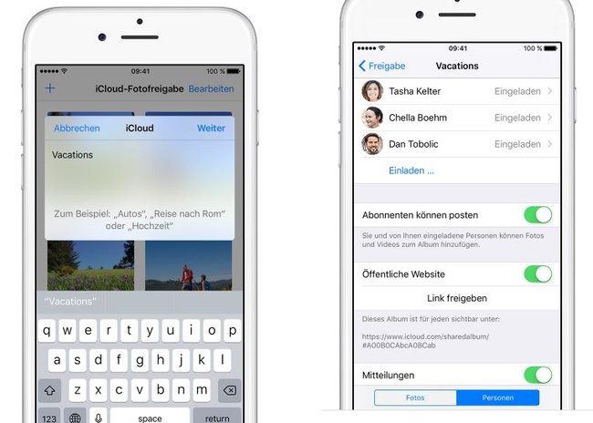 iCloud Fotofreigabe Bilder