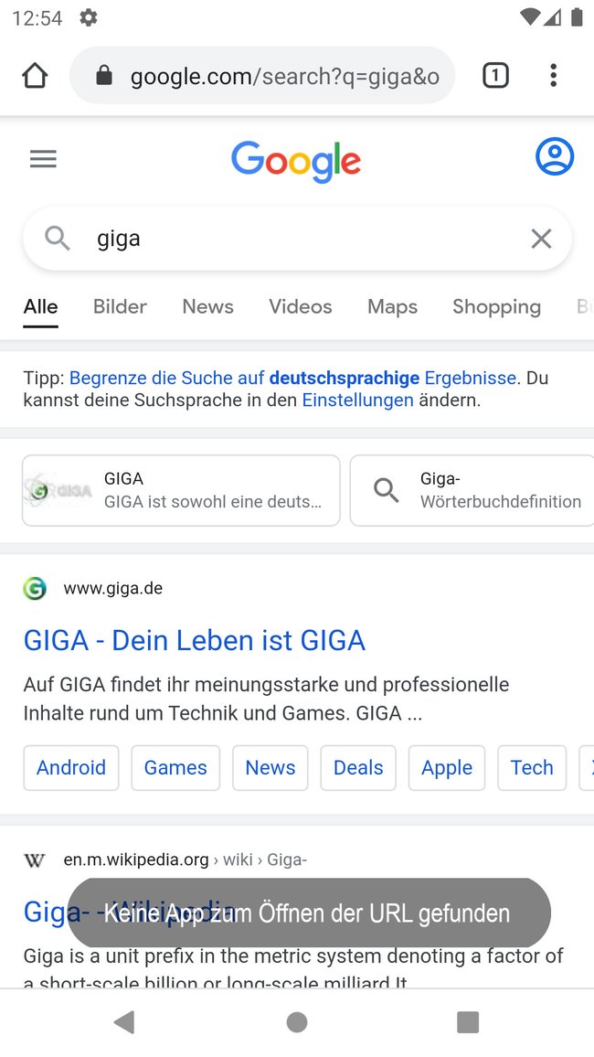 Google Suche Keine App Zum öffnen Der Url Gefunden