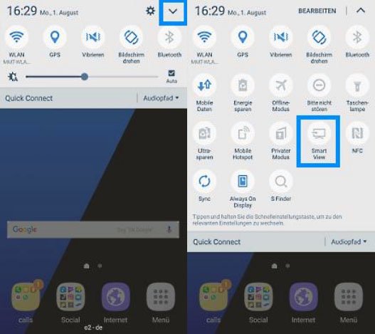 So aktiviert ihr Screen Mirroring auf dem Samsung-Smartphone. Bildquelle: Samsung