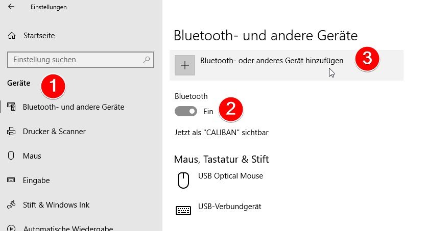 Hier aktiviert ihr Bluetooth unter Windows. Bild: GIGA