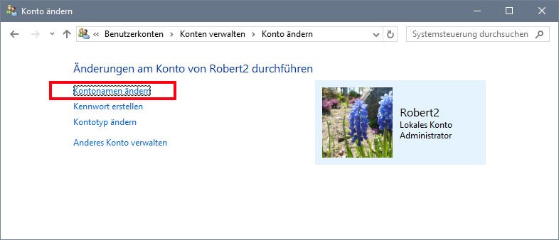 windows 10 benutzernamen ändern
