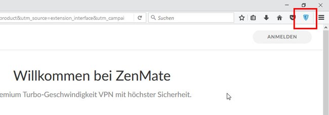 Das Zenmate-Symbol verlinkt erstmal nur auf die Webseite, wo man sich anmelden muss.