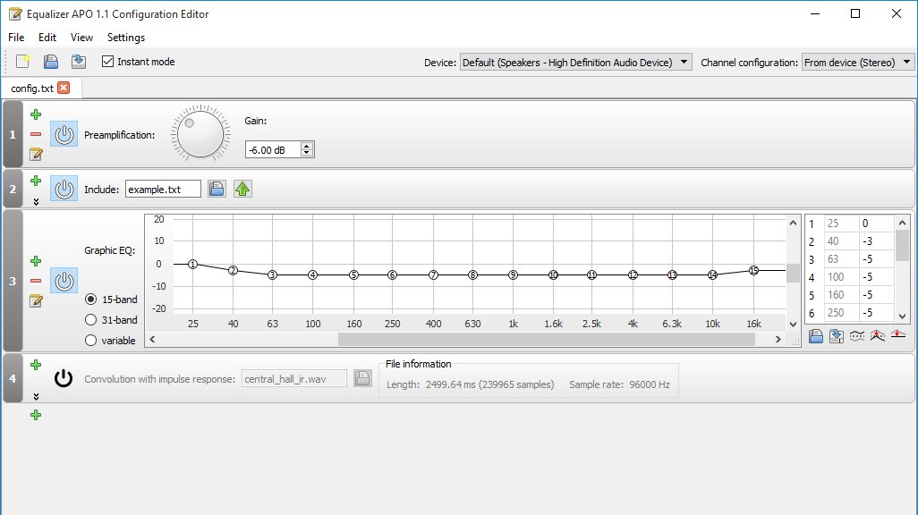 Equalizer APO Audioausgabe detailliert anpassen