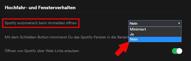 Spotify Autostart deaktivieren Nein